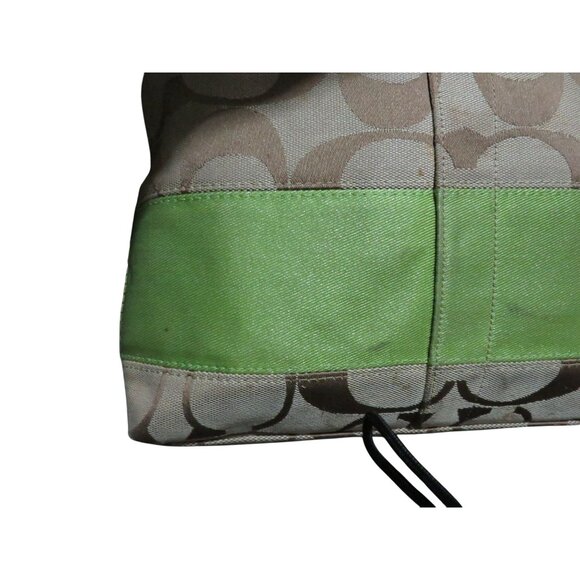 Coach 2009 Soho Signature C Jacquard Hobo Shoulder Bag Khaki Green Stripe 13674 - Picture 15 of 15